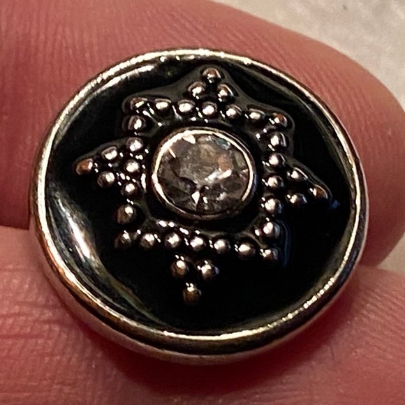 NWOT Snap Button Charm Silver Crystal Black Sparkle Star Snap - Picture 3 of 5